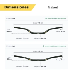 Manubrio  WR5 Naked Alto (28,6mm Fatbar)  Negro